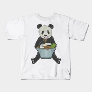 Panda Eating Noodles Kids T-Shirt